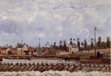  pissarro - pontoise dam 1872 Camille Pissarro Szenerie
